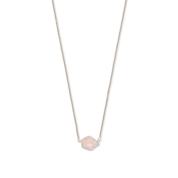Kendra Scott Jewelry - Kendra Scott Tess Silver Tone Drusy Pendant Necklace Pink